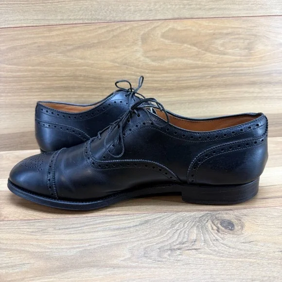 Alden Medallion Cap Toe Mens 11 A/C Black Leather Dress Shoes 909